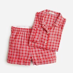 NWT jcrew long-sleeve pajama short set in tartan flannel